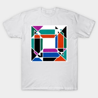 Purple Green Orange Blue Geometric Abstract Acrylic Painting T-Shirt